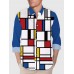 Plaid Series Abstract Painting Piet Mondrian Checkered Printing Men's Long Sleeve Shirt