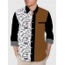 Black & Brown Stitching School Supplies Printing Men's Long Sleeve Shirt