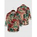 Men's Retro Leisure Vacation Style Coconut Tree Car Printing Men's Long Sleeve Shirt