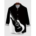 Music Elements Abstract Black & White Stitching Guitar Printing Men's Long Sleeve Shirt